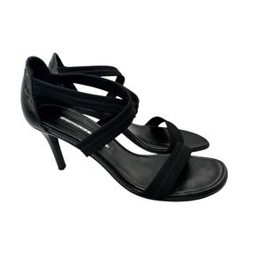 Donald J Pliner Black Elastic Strappy Patent‎ Leather Heels Sandals Spain 9.5M